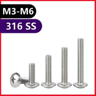 SUS316 Stainless Steel Pan Head Screw, M3-M6, Cross Recessed, Rust Proof, for Marine & Outdoor Use 【