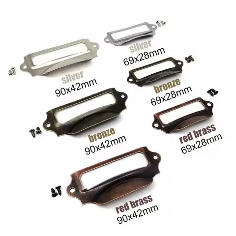 6pcs Metal Label Pull Frame Handle File Name Card Holder For Furniture Cabinet Drawer Jewelry Chest 