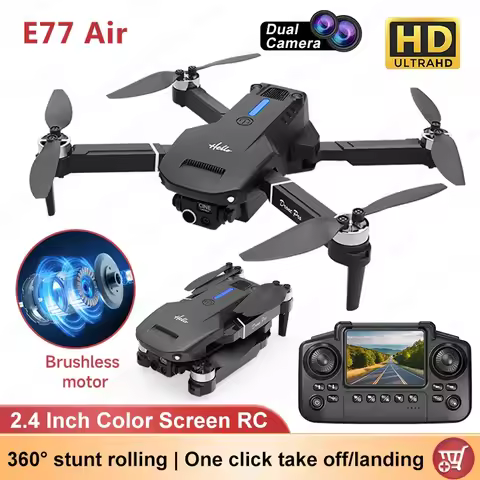 E77 Air Camera Drone 4K Professional Dual Camera Switching 2.4Ghz 5G Wifi Remote Controller 360° Stu