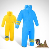 TDN台灣無毒材質兒童連身雨衣玩雪衣玩沙衣(畫畫衣超輕雨衣)