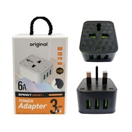 EU / UK / US to Universal Plug Adapter with 6A 3 USB Outlet USB Wall Charger 3 in 1 Travel Power Plu