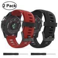 2 Pack Garmin Fenix 3 Watch Band, Soft Silicone Replacement Watch Band for Garmin Fenix 3/Fenix 3 HR/Fenix 5X/5X Plus