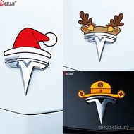 Tesla 3 Car Logo Christmas Hat Car Sticker Little Red Riding Hood Creative Motorcycle Decoration Sti