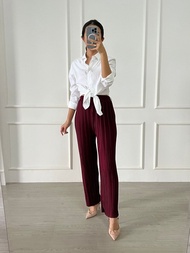 celana pensil plisket bb / kulot pensil bb / pleated pencil pants 2 - maroon