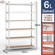 Rak besi siku 5 susun 120x50x180cm Rak besi Rak Susun Rak barang Rak gudang Rak besi serbaguna Galvn