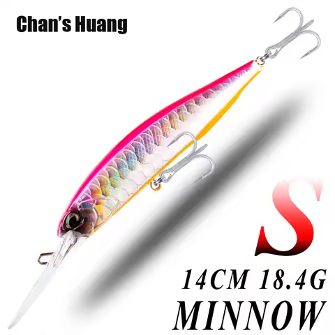 Chan's Huang 14CM 18.4G Deep Water Bill Minnow Wobbler Sinking Artificial Hard Bait Fishing Lure Bas