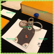 [L-home] Leather metal corner keychain / 06021