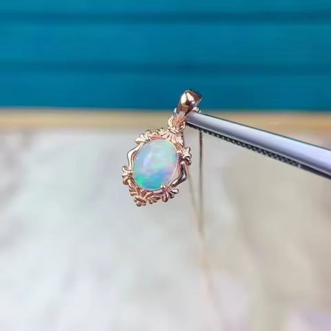 925 Silver Australia Opal Pendant 6mm*8mm Natural Opal Necklace Pendant 3 Layers 18K Gold Plating si