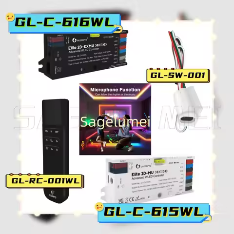 GLEDOPTO Elite 2D EXMU Advanced ESP32 WLED LED Controlle GL-C-616WL with MIC 20A Fuse DIY Dynamic Li