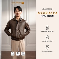 ADAM STORE MEN'SJacket PLAIN BROWN LEATHER AK070N CLASSY MANY STYLE