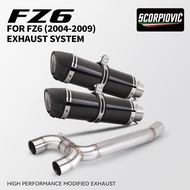 Suitable for FZ6 Yamaha FZ6 Modified Exhaust Double Output Mid Pipe 51mm Slip On Exhaust System 2004