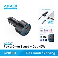 ANKER PowerDrive Speed + Dou O to Charger 42W 2 Ports A2227 Fast Charging Type C 30W Usb 12W for Gen