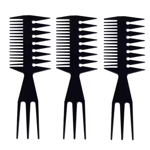 3 PCS 3 in 1 Slicked-back Combs Fish Tail Bone Shape Hair Extensions Detangling Styling Coloring Com