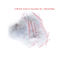 270pcs/lot 0.5W Zener Diode kit Assortment Set 1/2W 2V4 33V Zener Diode pack 12V 18V 5V1 5V6 3V3 3V6