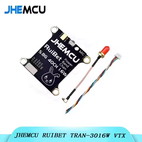 JHEMCU RuiBet Tran-3016W 5.8GHz 40CH Adjustable VTX - 25mW to 1.6W, 2-6S for FPV Racing Drones (30x3