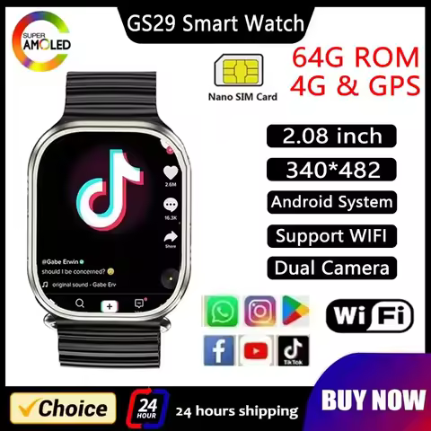 2025 New 4G All Network GS29 Smart Watch Android Operating System GPS Map Google Play YouTube Passom