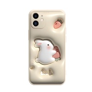 3D printed rabbit BVC square edge IPhone case 6/6plus/6s/7/7plus/8/8plus/x/xr/xs/11/12/13/14/Pro/Plu