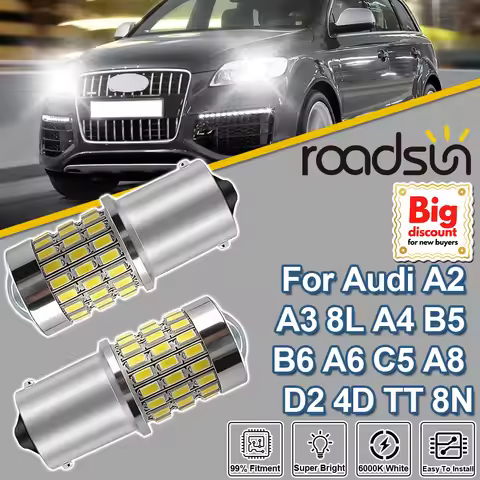 Roadsun 2PCS 1156 P21W For Audi A2 A3 8L A4 B5 B6 A6 C5 A8 D2 4D TT 8N Ultra LED Projector Lens Reve