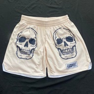 (xinghe88) Vintage Skull Graphic Mesh Streetwear Casual Shorts
