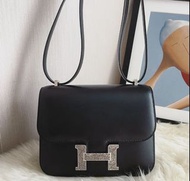 Hermes mini constance 黑銀特別版 蜥蜴皮扣