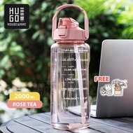 HUGO Botol Minum 2 Liter Bening Botol Air Minum Anak Sekolah Kantor Anti Bocor Premium BPA FREE