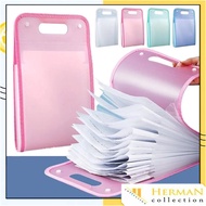 HC Transparent Handle File Bag Waterproof Multi Layer Folder File Bag 13 Compartments Folder Documen