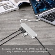 4 合 1 鋁合金 3.0 C 型轉 RJ45 以太網集線器 + 3 USB 3.0 端口適配器適用於台式筆記本電腦 2ndckp hbackp 4 in 1 Aluminium Alloy 3.0 