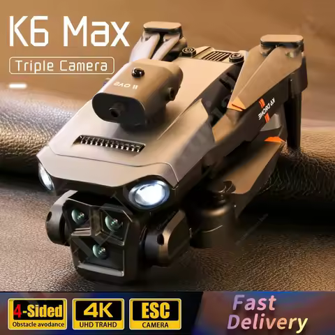 Mini Drone K6 Max 4K Professinal Three Cameras Wide Angle Optical Flow Localization Four-way Obstacl