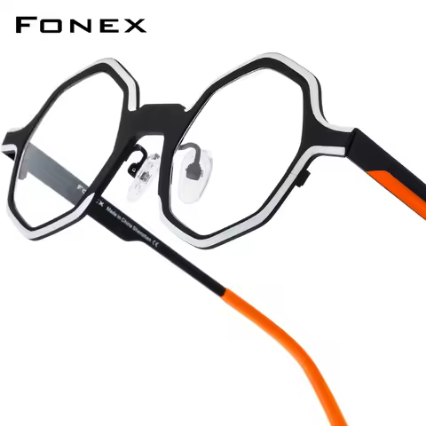 FONEX Titanium Glasses Frame Women Fashion Brand Design Retro Vintage Round Eyeglasses Men High Qual