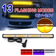 Amber 13 flashing modes 12v 24v truck lorry led emergency warning flash strobe light bar signal lamp waterproof