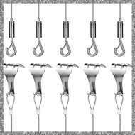 (PQAT) 5Pcs Picture Hanging Wire Kit 2M X Φ1.5mm Stainless Steel with Wire Adjustable Hook and Rail 