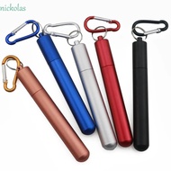 NICKOLAS Reusable Collapsible Straw, Stainless Steel Retractable Drinking Straw Set, Colorful Portable with Case Foldable Metal Straw Outdoor