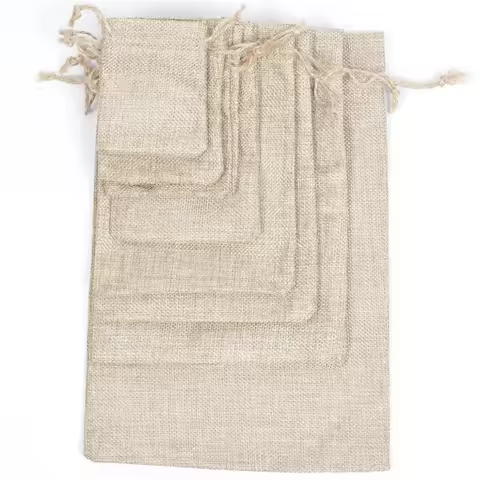 10PCS 7x9 9x12 10x15 15x20 17x23 20x30cm Jute Burlap Drawstring Gift Bags Christmas Halloween Weddin