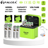 PALO 1.5V AA/AAA lithium battery rechargeable + 8-slot LCD screen independent charging charger