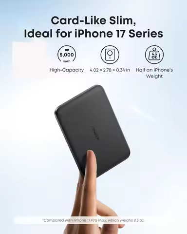 Anker Nano Power Bank, Ultra-Slim 5,000mAh Wireless Charging Battery,Portable Charger, for iPhone Ai