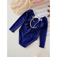 Kids Long Sleeve Swimsuit Backless Rash Guard UPF 50+ Swimwear for Girls 1-6Y