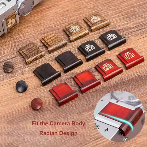 Wooden Surface Camera Hot Shoe Protective Cover Wood Shutter Release Button for Fujifilm Fuji X100V 