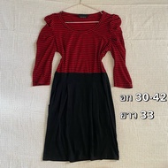 Red-Black Striped Mini Dress: y2k Hippie Fairy Kokate Emo Boho Style Secondhand Clothes Forward