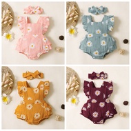 [HPB] Baju Baby Girls Lovely Daisy Floral Bodysuit Fashion Criss  Cross Backless Cotton Onesies Holi