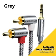 Essager แจ็ค90 ° สายเคเบิล RCA 3.5 RCA สายออดิโอ3.5มม. แจ็คเพื่อ2RCA แยกตัวผู้สายเอยูเอ็กซ์สำหรับเครื่องขยายเสียงคอมพิวเตอร์ทีวีสายลำโพง DVD