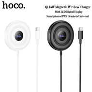 HOCO CW61 Qi 15W Magnetic Wireless Charger Fast Charging Type C Cable With Digital Display Charging 