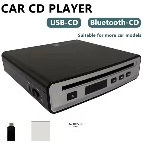 Portable CD Player for Car External Car CD Player for Auto Truck USB Connection and Bluetooth Transm