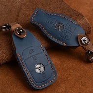 Crazy Horse Leather Car Key Case for Mercedes Benz E Class AMG E300l C260l A180 B200 Leather Key Bag