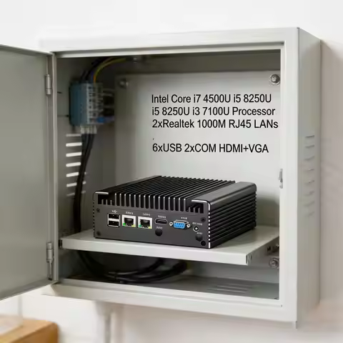 Firewall Mini PC Intel i7 4500U i5 8250U i3 7100U 6xUSB 2xCOM HDMI+VGA Dual Lan Fanless Computer Har