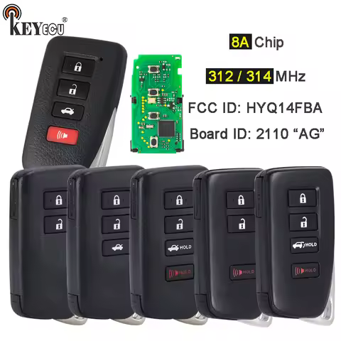 KEYECU 312 / 314.3MHz FCC ID: HYQ14FBA Board: 281451-2110 AG Smart Card Remote Key Fob for Lexus LX5