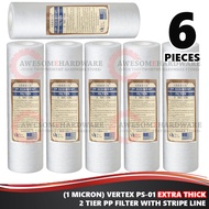 (EXTRA THICK 1 MICRON) VERTEX PS-01 2 TIER 10" PP WATER FILTER REFILL WITH STRIPE GROOVE LINE PS01