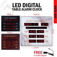 (230mm x 220mm) LED Digital Table Jam Waktu e-solat wall Jam Azan Clock Jam Dinding Included Adapter