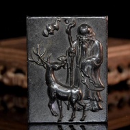 Hongshan culture archaize black iron meteorite longevity Buddha amulet pendant small statue