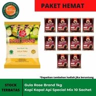 Paket Sembako - Kopi Kapal Api Mix 1 Renceng Gula Rose Brand