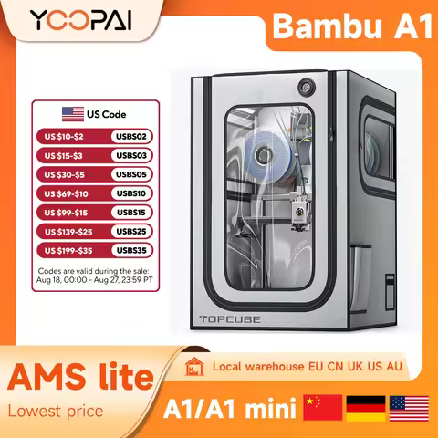YOOPAI 3D Printer Enclosure For Bambu Lab A1/A1 mini Combo AMS Lite Top Mounting LED Light Fireproof